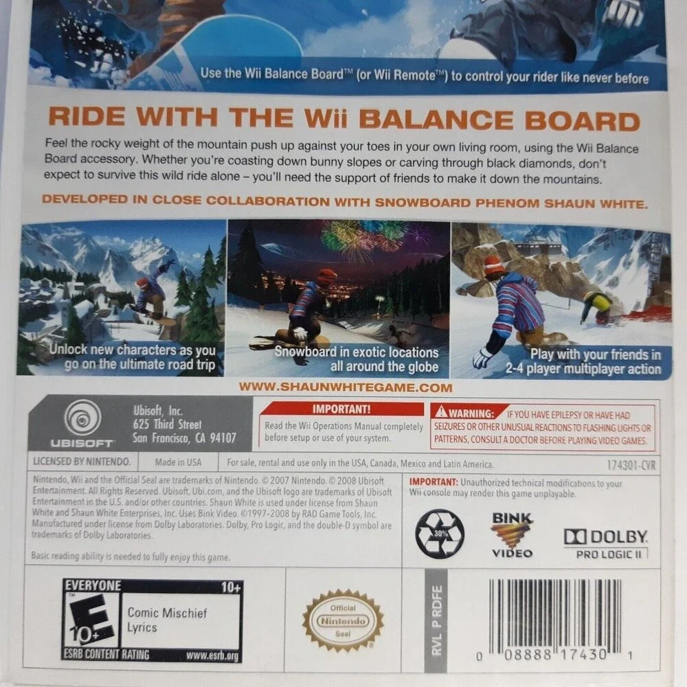 Shaun White Snowboarding‎ Road Trip Nintendo Wii CIB Balance Board Compatible